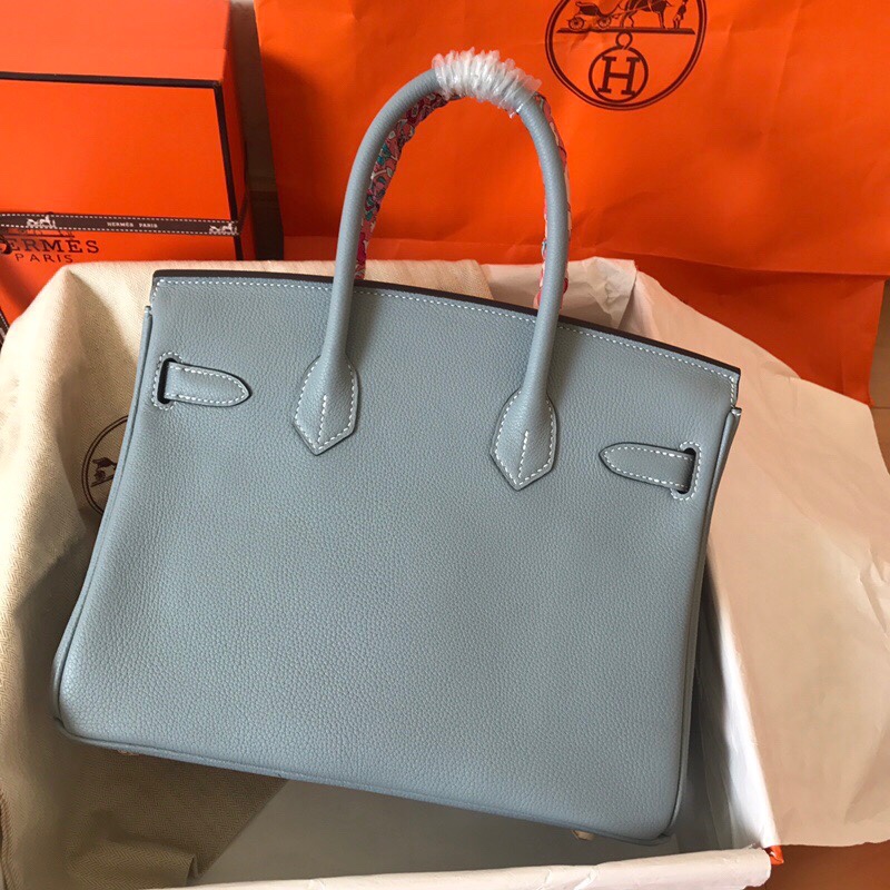 Hermes Birkin 35CM Togo Leather Handbag Blue Lin